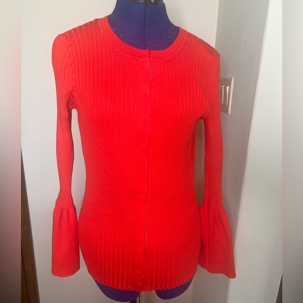 CAbi Red Ribbed Sweater